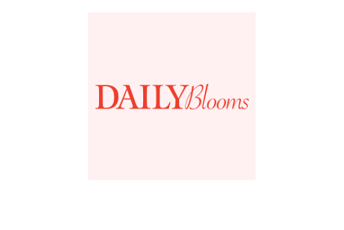 Logo of 'DAILY Blooms' with a pink gradient background
